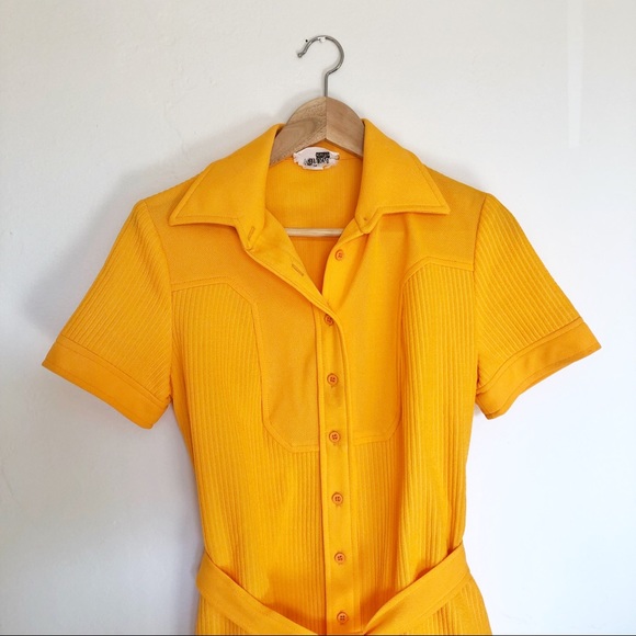 Vintage exaggerated Neck western Button Up Dress - Picture 5 of 8